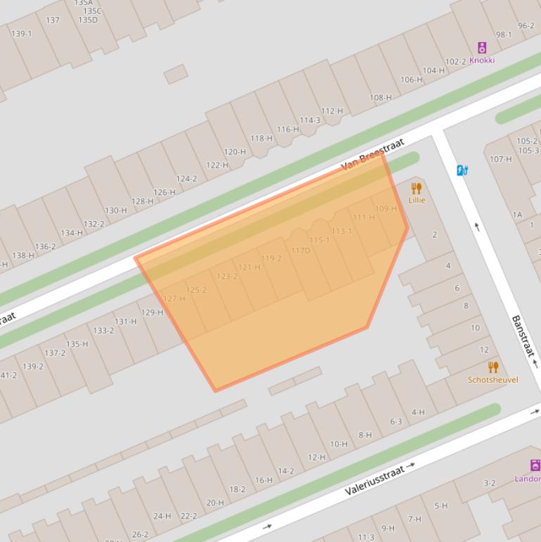 Kaart van postcodegebied 1071ZK.