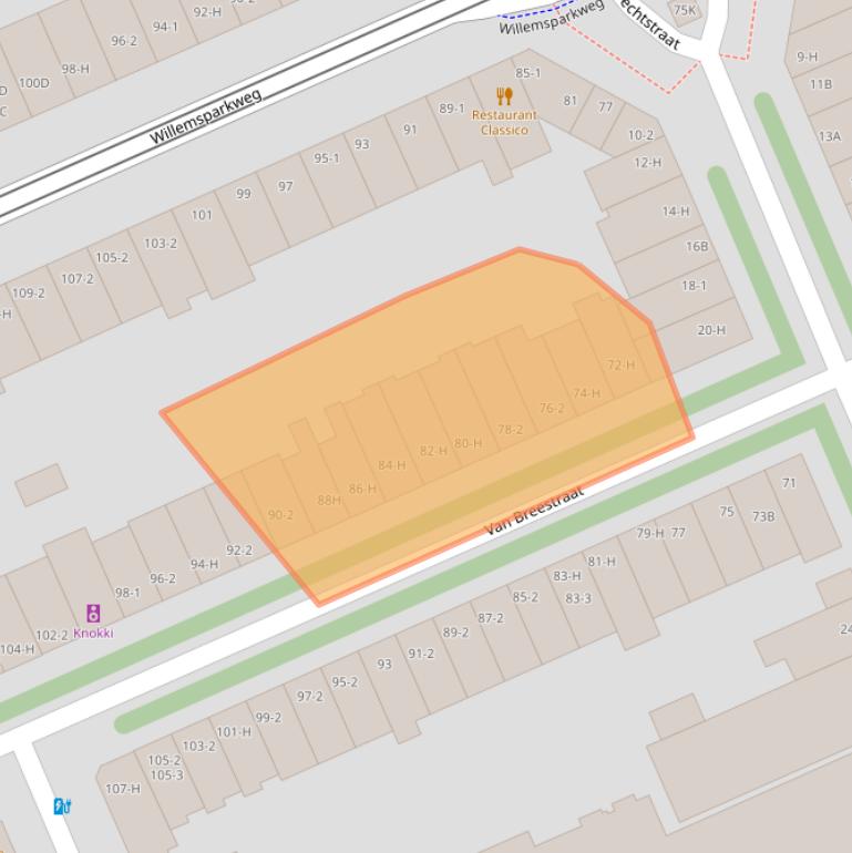 Kaart van postcodegebied 1071ZS.