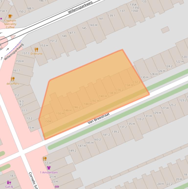 Kaart van postcodegebied 1071ZW.