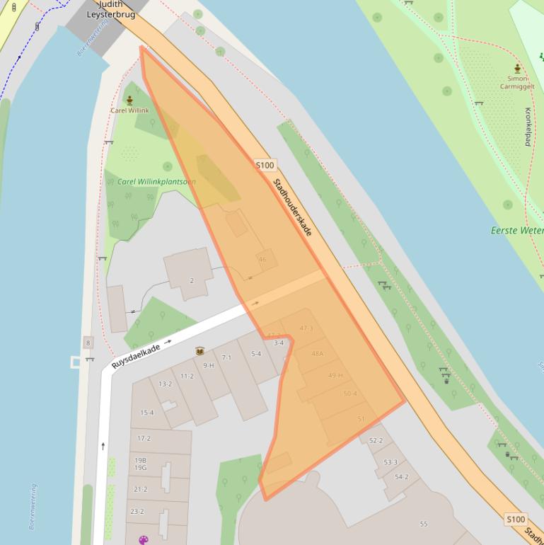 Kaart van postcodegebied 1072AA.