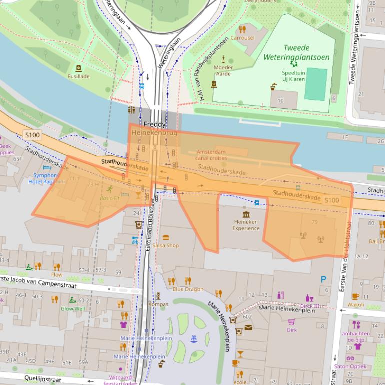 Kaart van postcodegebied 1072AE.