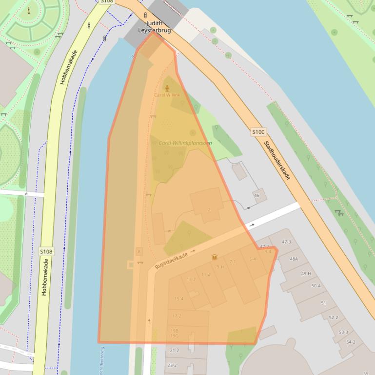 Kaart van postcodegebied 1072AG.