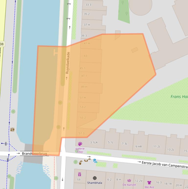 Kaart van postcodegebied 1072AJ.