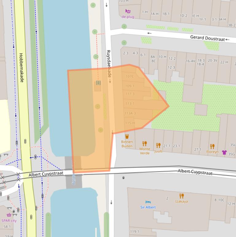 Kaart van postcodegebied 1072AN.