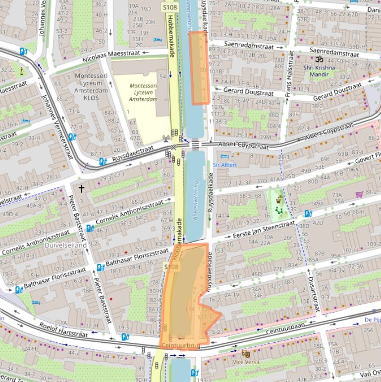 Kaart van postcodegebied 1072AT.