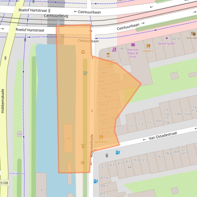Kaart van postcodegebied 1072AV.