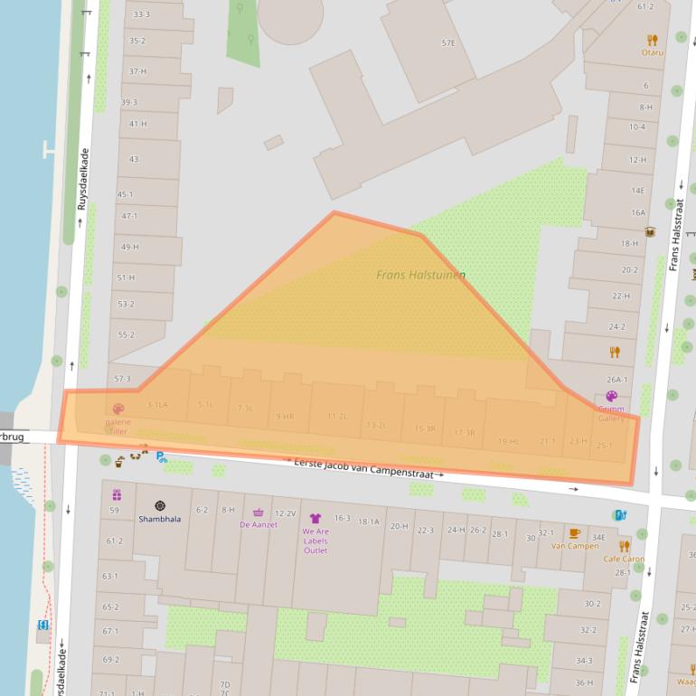 Kaart van postcodegebied 1072BB.