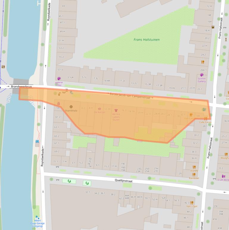 Kaart van postcodegebied 1072BE.