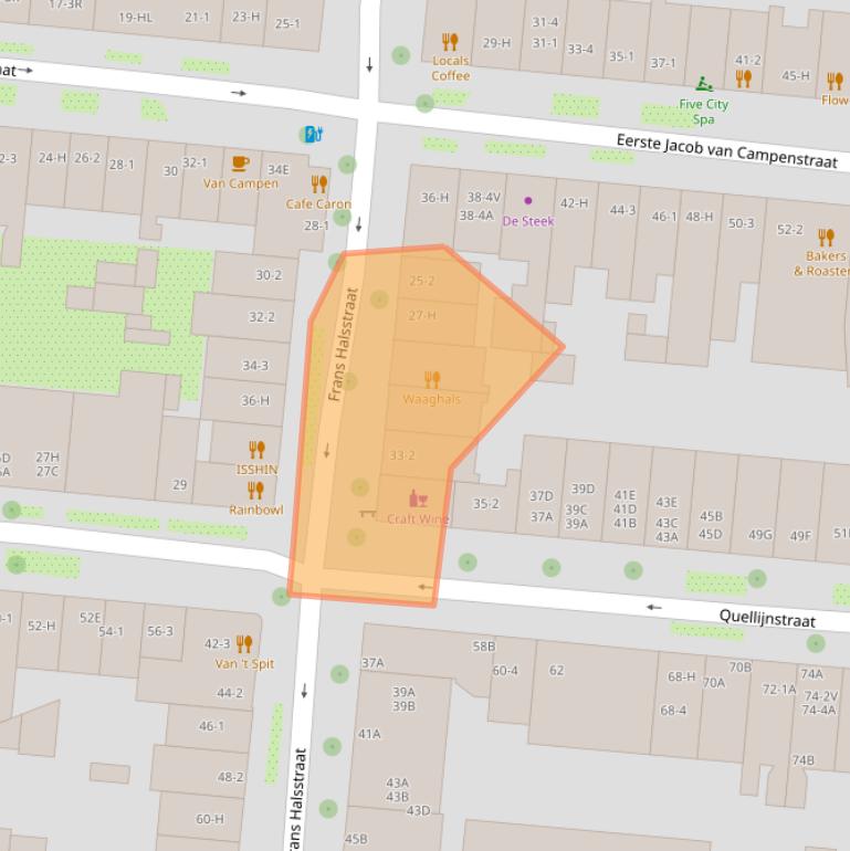 Kaart van postcodegebied 1072BK.