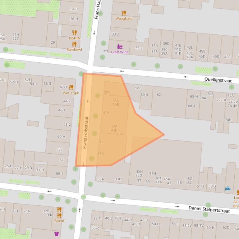 Kaart van postcodegebied 1072BL.