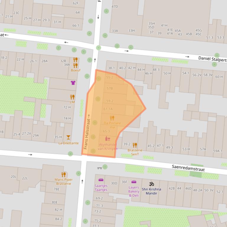 Kaart van postcodegebied 1072BM.