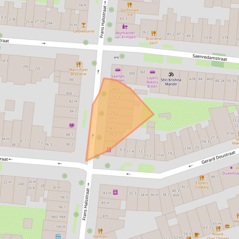 Kaart van postcodegebied 1072BN.