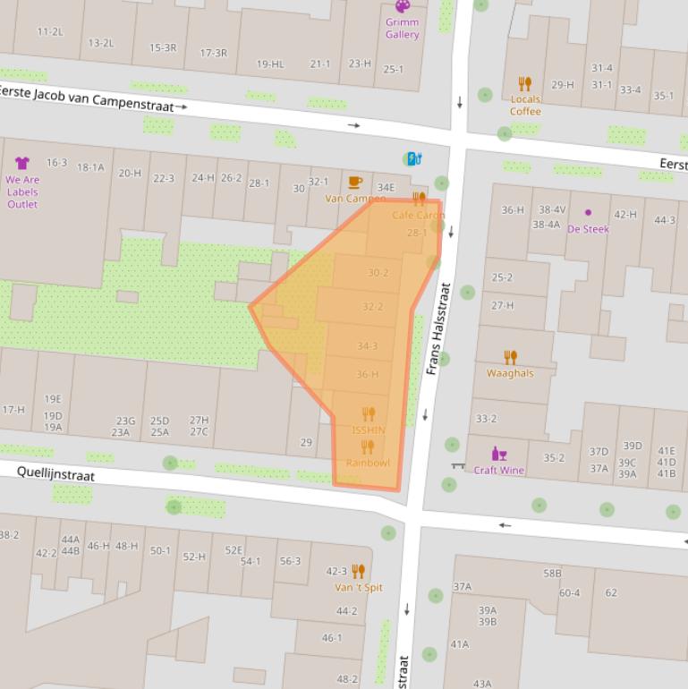 Kaart van postcodegebied 1072BS.