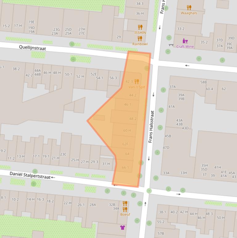 Kaart van postcodegebied 1072BT.