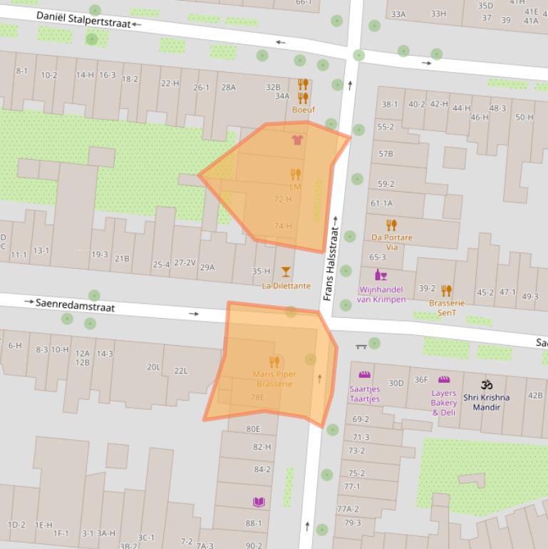 Kaart van postcodegebied 1072BV.