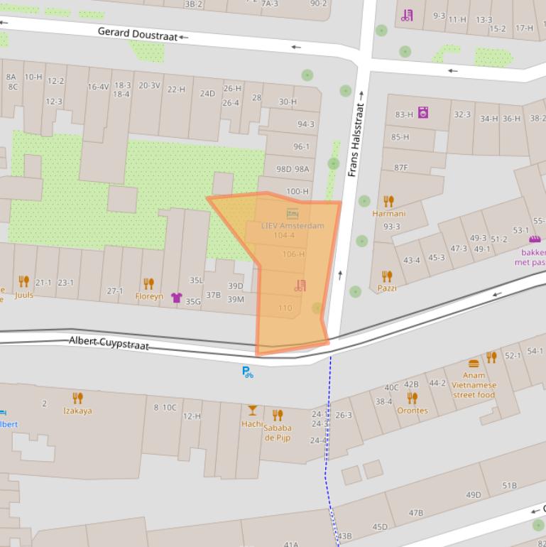 Kaart van postcodegebied 1072BZ.