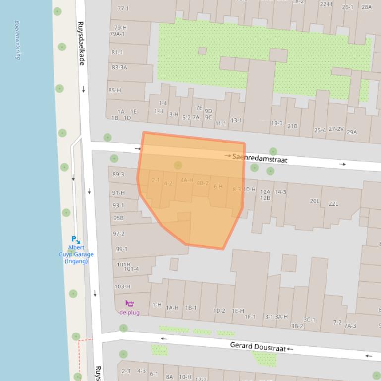 Kaart van postcodegebied 1072CE.