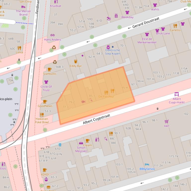 Kaart van postcodegebied 1072CP.