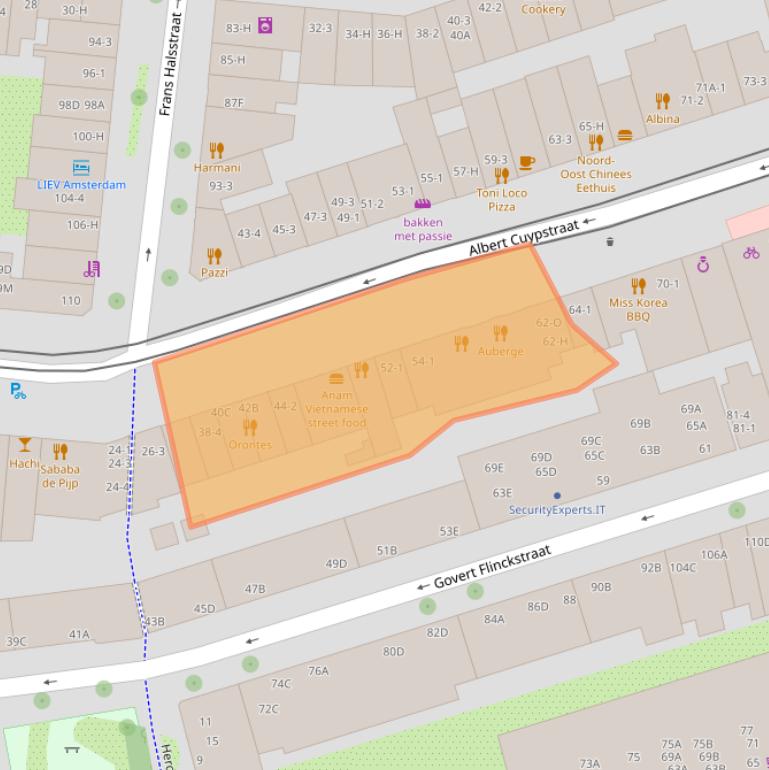 Kaart van postcodegebied 1072CV.