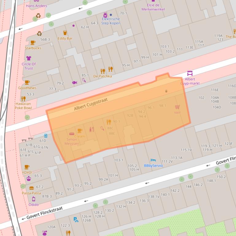 Kaart van postcodegebied 1072CX.