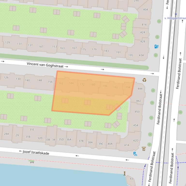 Kaart van postcodegebied 1072DA.