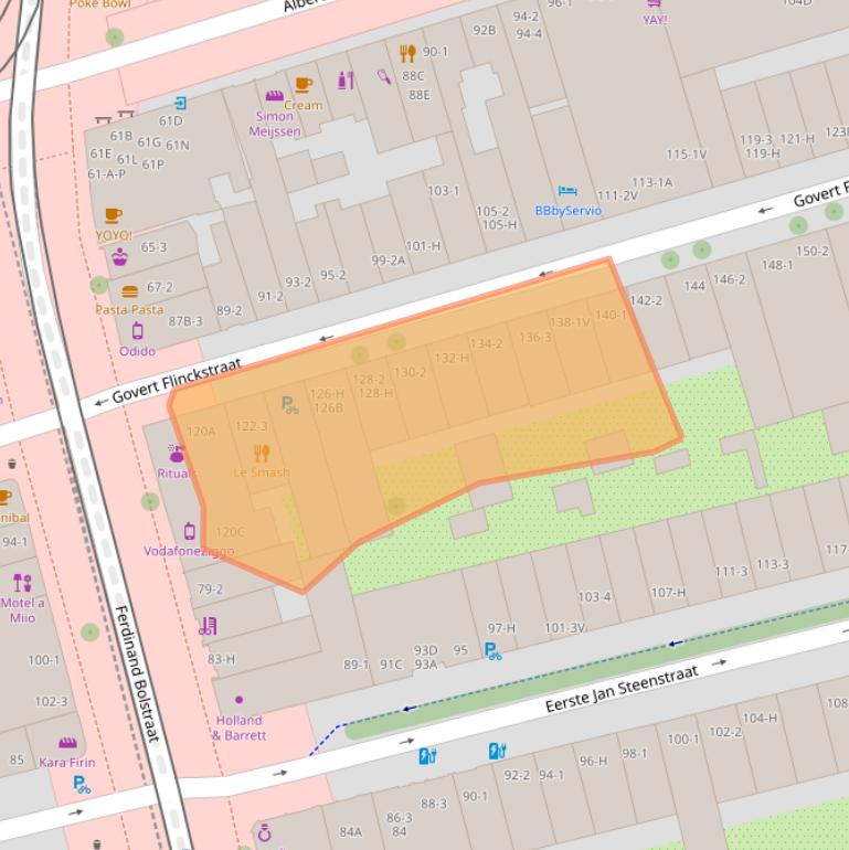 Kaart van postcodegebied 1072EM.