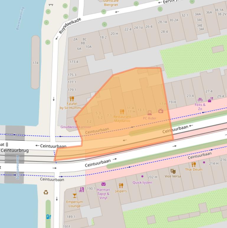Kaart van postcodegebied 1072ER.