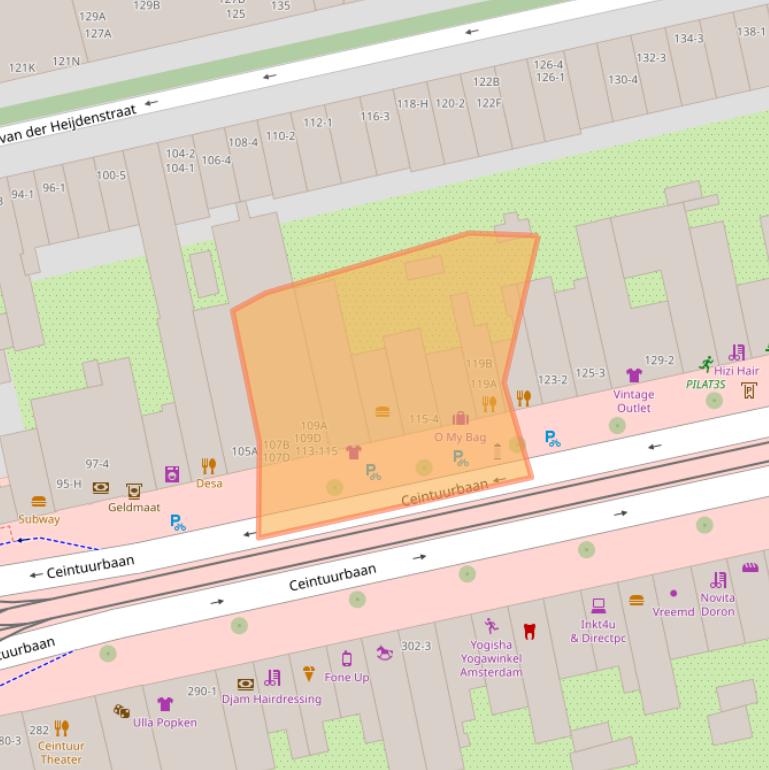 Kaart van postcodegebied 1072EZ.