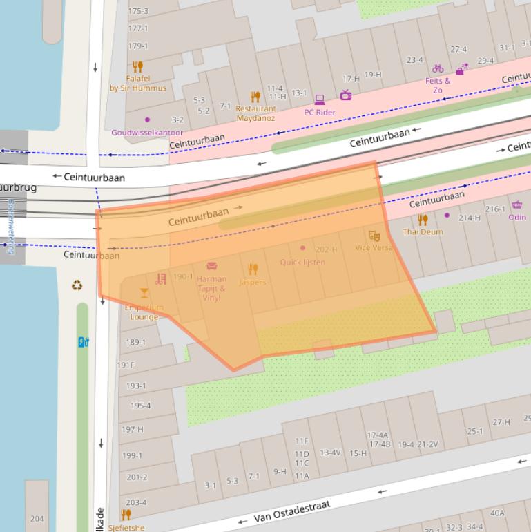 Kaart van postcodegebied 1072GC.