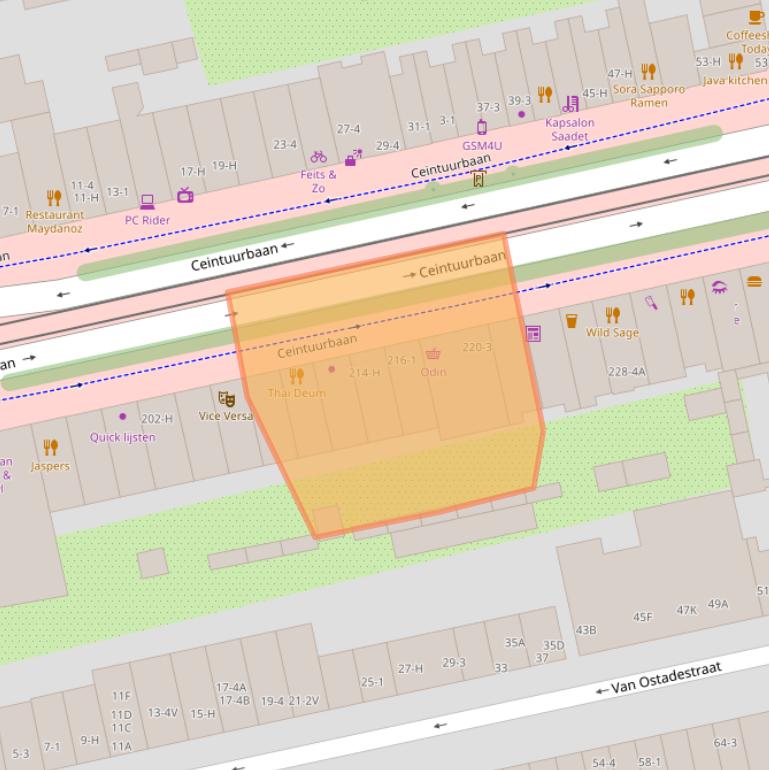 Kaart van postcodegebied 1072GD.