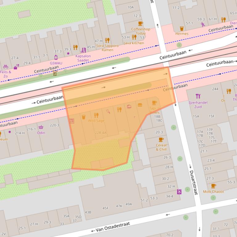 Kaart van postcodegebied 1072GE.