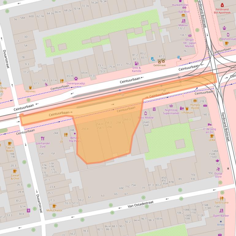 Kaart van postcodegebied 1072GH.