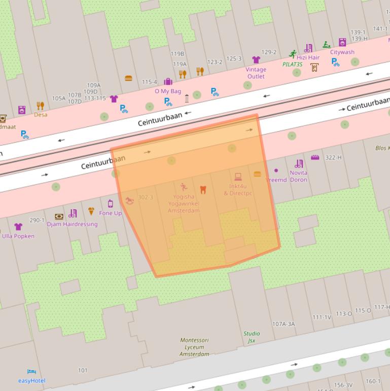 Kaart van postcodegebied 1072GL.