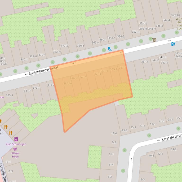 Kaart van postcodegebied 1072GT.