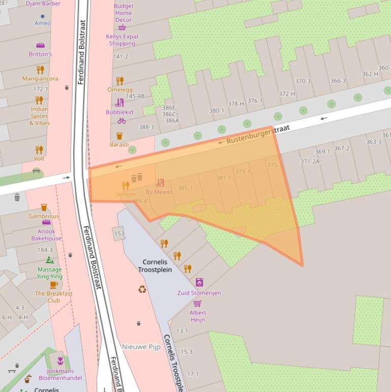 Kaart van postcodegebied 1072GV.