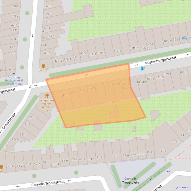 Kaart van postcodegebied 1072GX.