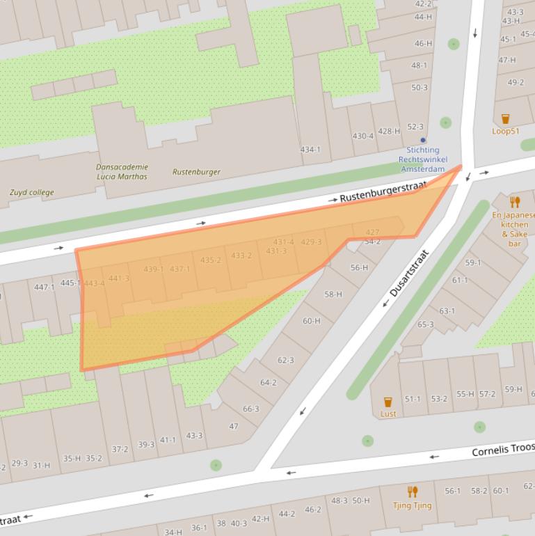 Kaart van postcodegebied 1072GZ.
