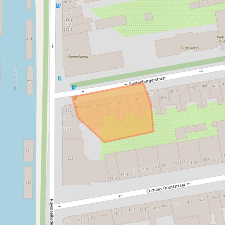 Kaart van postcodegebied 1072HB.