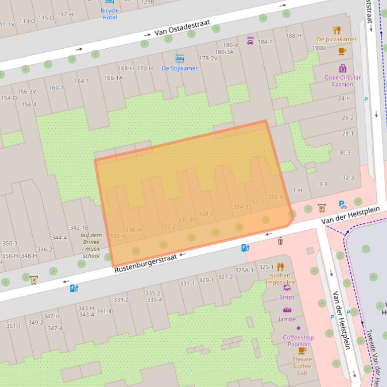 Kaart van postcodegebied 1072HC.