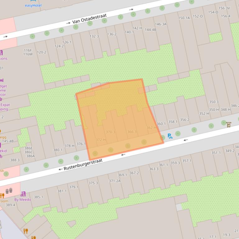 Kaart van postcodegebied 1072HE.