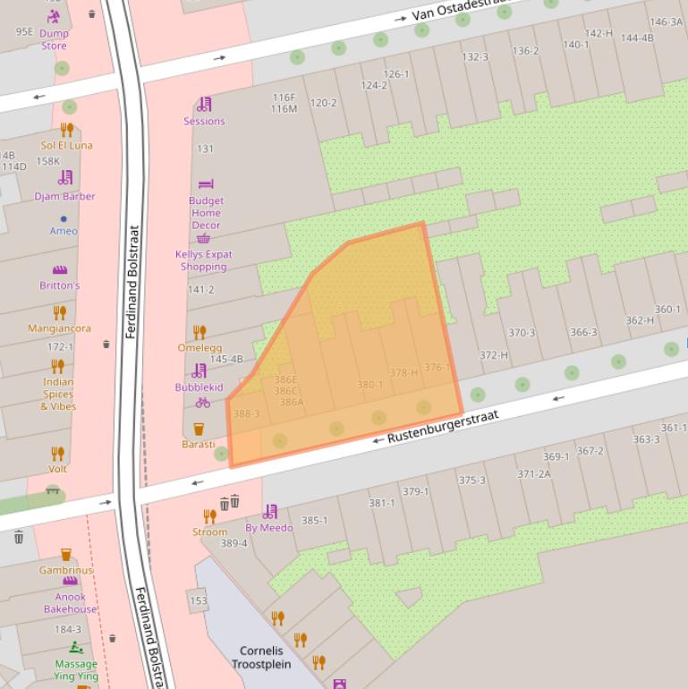 Kaart van postcodegebied 1072HG.