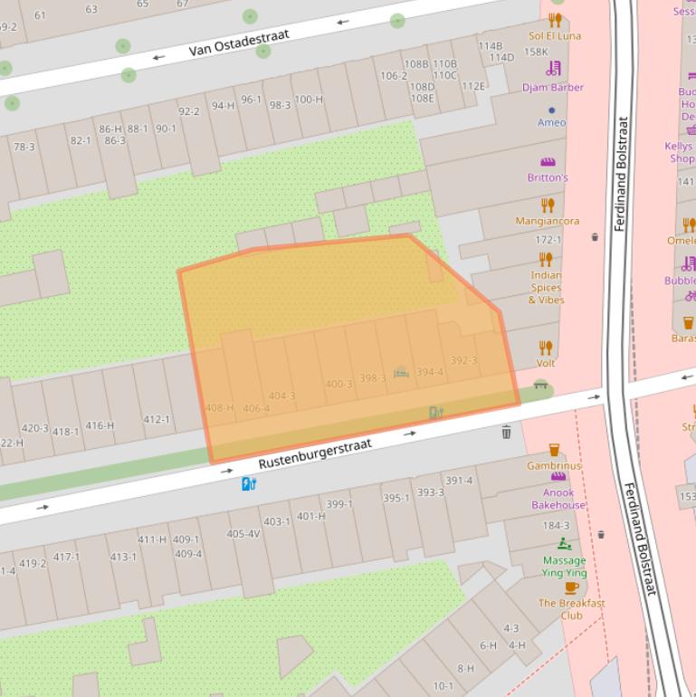 Kaart van postcodegebied 1072HH.