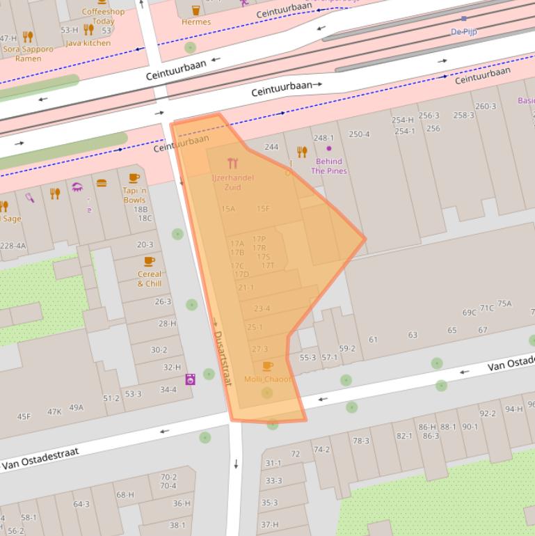 Kaart van postcodegebied 1072HM.