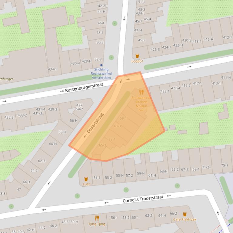 Kaart van postcodegebied 1072HP.