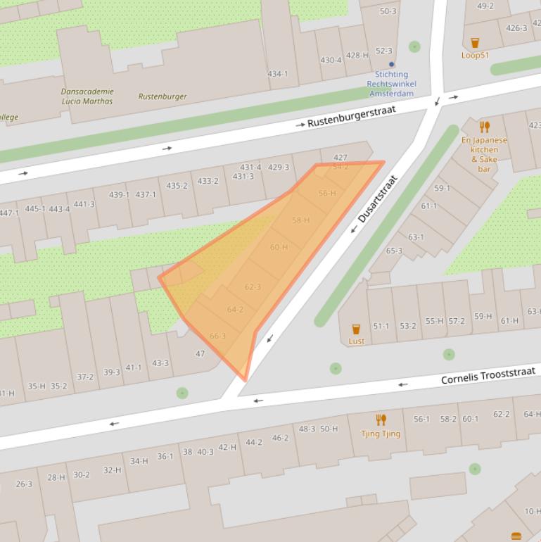 Kaart van postcodegebied 1072HV.