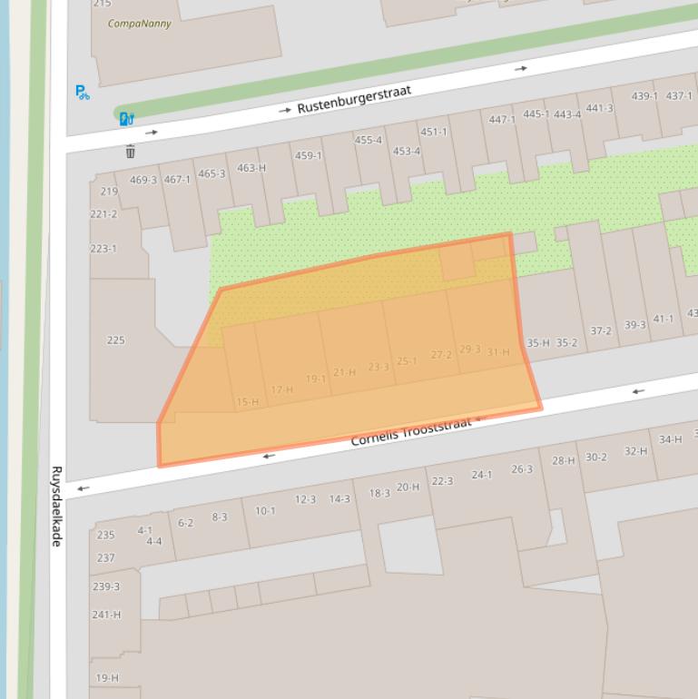 Kaart van postcodegebied 1072JA.