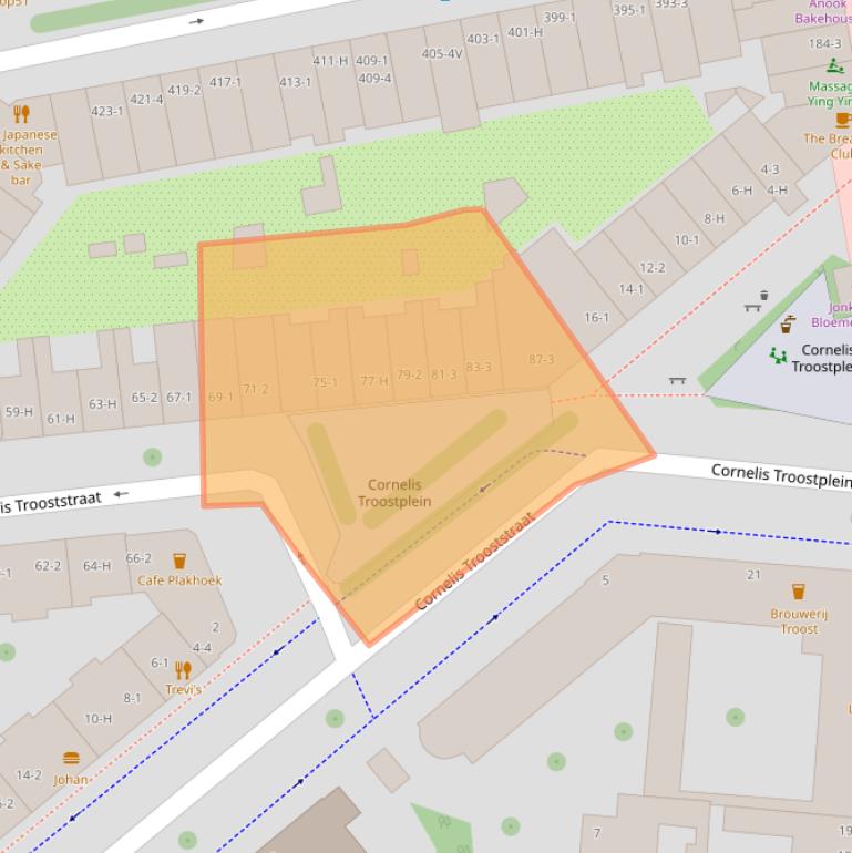 Kaart van postcodegebied 1072JD.