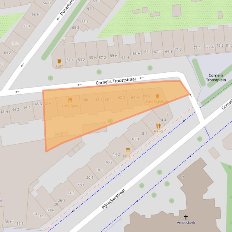 Kaart van postcodegebied 1072JH.