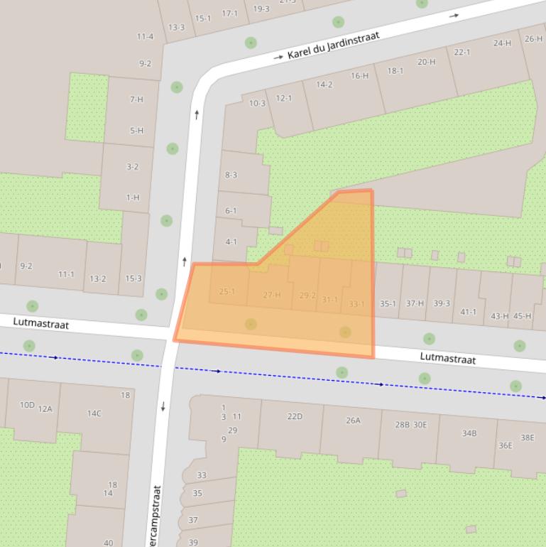 Kaart van postcodegebied 1072JM.