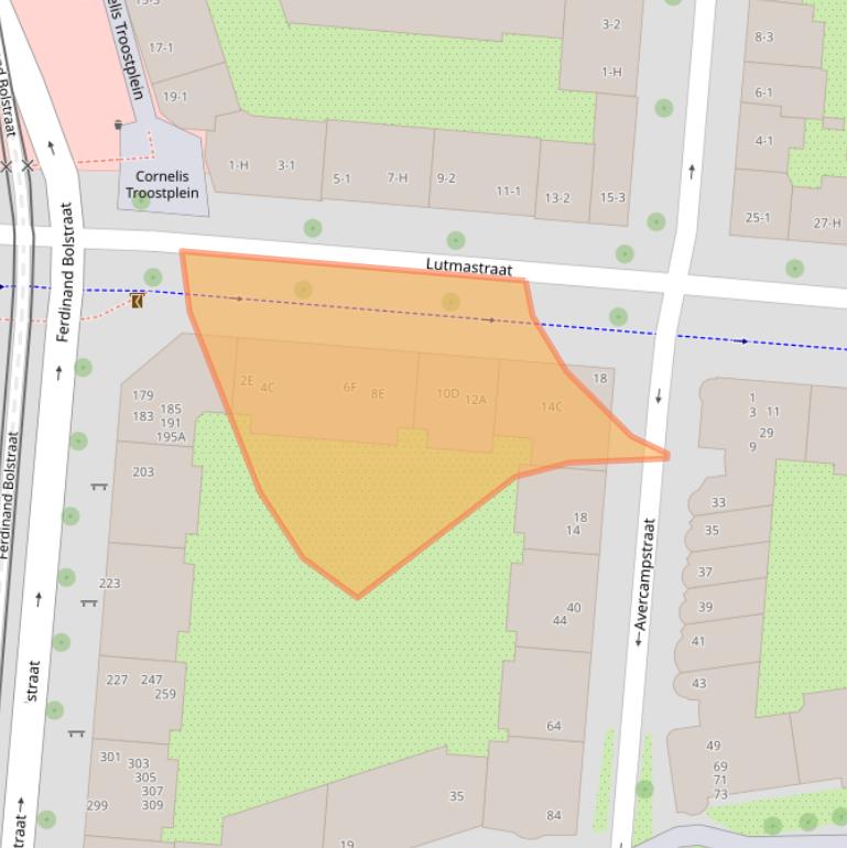 Kaart van postcodegebied 1072JR.